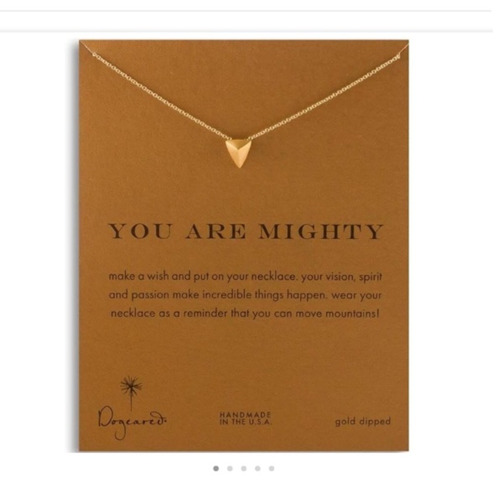 NWT Dogeared “You are Mighty” gold dipped 18” pyramid necklace